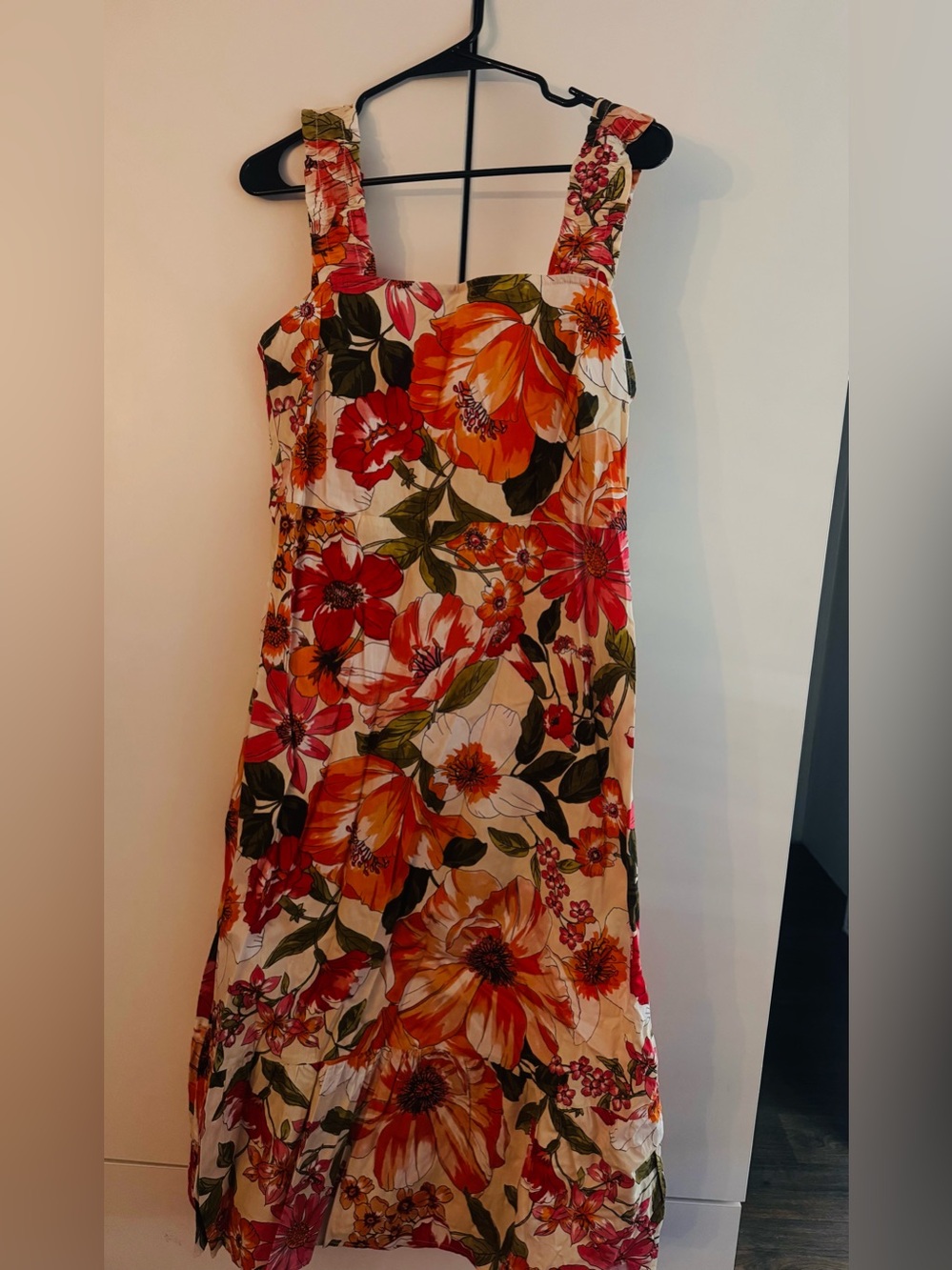 Sleeveless Floral Maxi Dress in Orange & Pink
